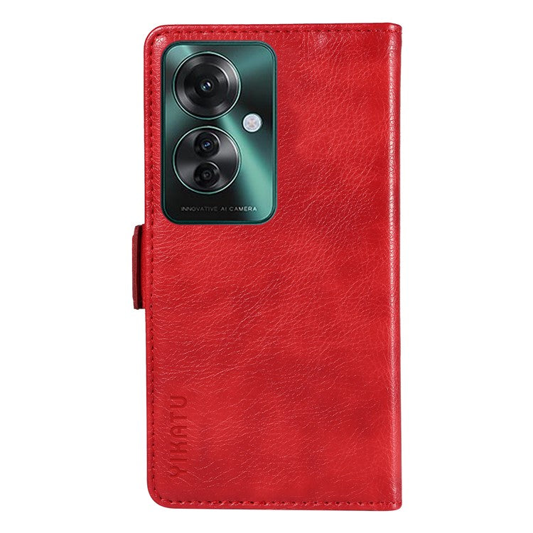 YIKATU YK-007 For Oppo Reno11 F 5G Case PU Leather+TPU Scratch-proof Mobile Phone Cover - Red