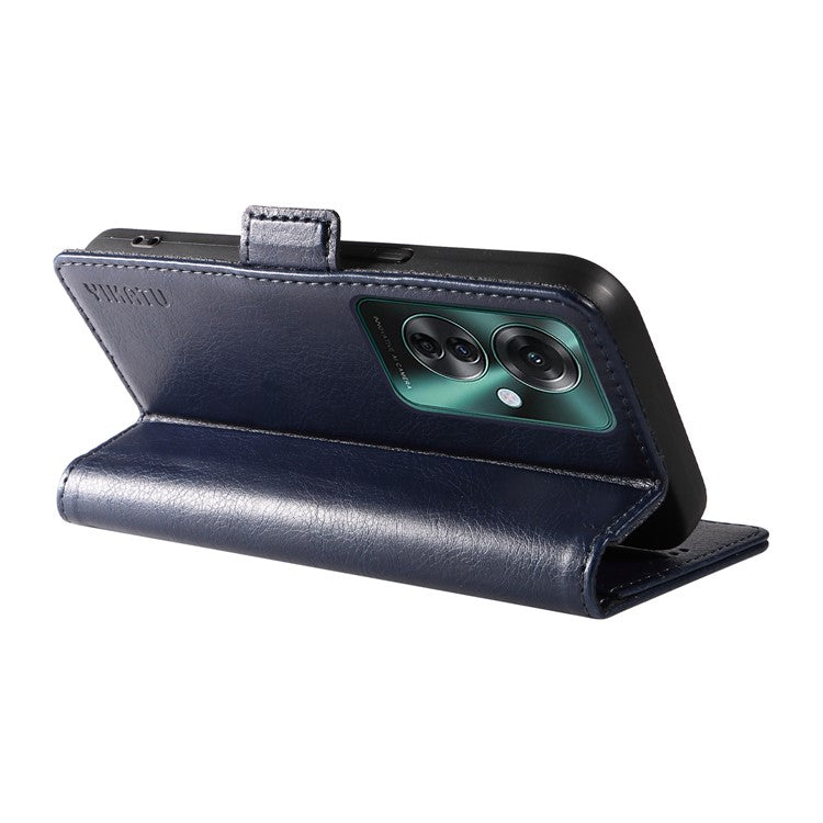 YIKATU YK-007 For Oppo Reno11 F 5G Case PU Leather+TPU Scratch-proof Mobile Phone Cover - Navy Blue