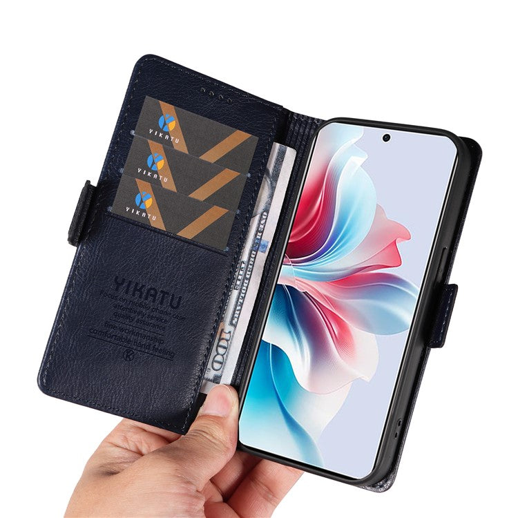 YIKATU YK-007 For Oppo Reno11 F 5G Case PU Leather+TPU Scratch-proof Mobile Phone Cover - Navy Blue
