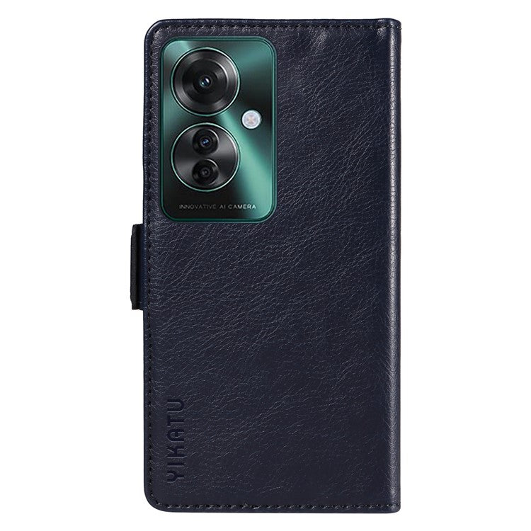 YIKATU YK-007 For Oppo Reno11 F 5G Case PU Leather+TPU Scratch-proof Mobile Phone Cover - Navy Blue