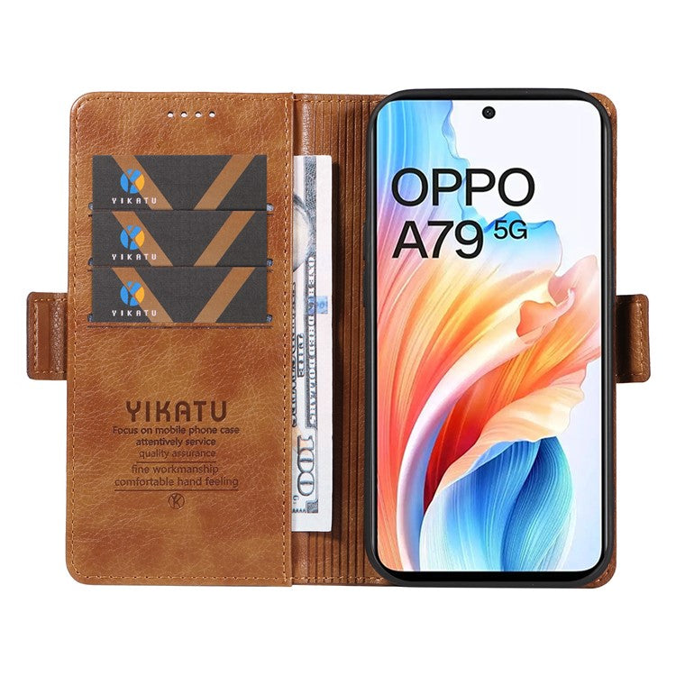 YIKATU YK-007 For Oppo A79 5G / A2 5G Leather Phone Case Litchi Texture Phone Shell - Brown
