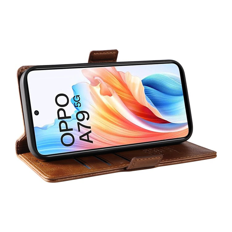 YIKATU YK-007 For Oppo A79 5G / A2 5G Leather Phone Case Litchi Texture Phone Shell - Brown