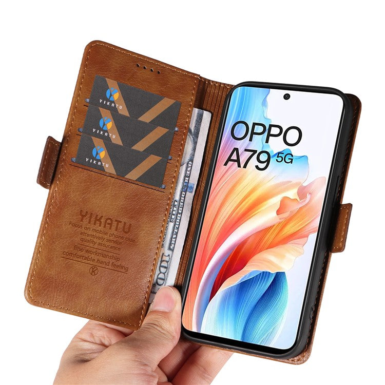 YIKATU YK-007 For Oppo A79 5G / A2 5G Leather Phone Case Litchi Texture Phone Shell - Brown