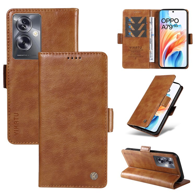 YIKATU YK-007 For Oppo A79 5G / A2 5G Leather Phone Case Litchi Texture Phone Shell - Brown