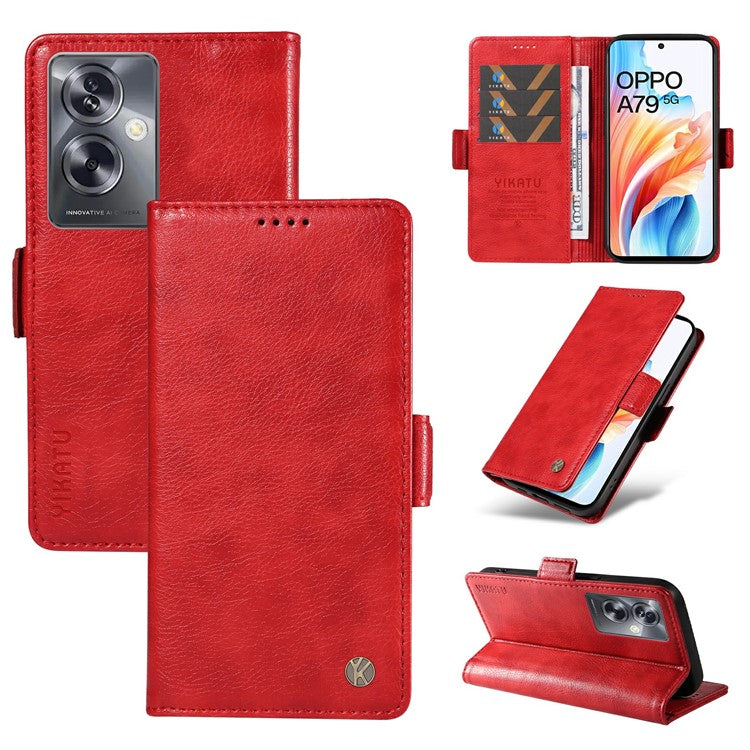 YIKATU YK-007 For Oppo A79 5G / A2 5G Leather Phone Case Litchi Texture Phone Shell - Red