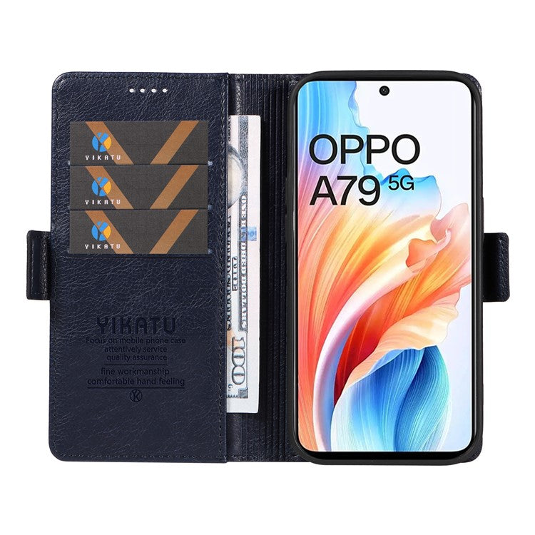 YIKATU YK-007 For Oppo A79 5G / A2 5G Leather Phone Case Litchi Texture Phone Shell - Navy Blue
