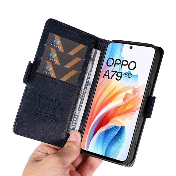 YIKATU YK-007 For Oppo A79 5G / A2 5G Leather Phone Case Litchi Texture Phone Shell - Navy Blue