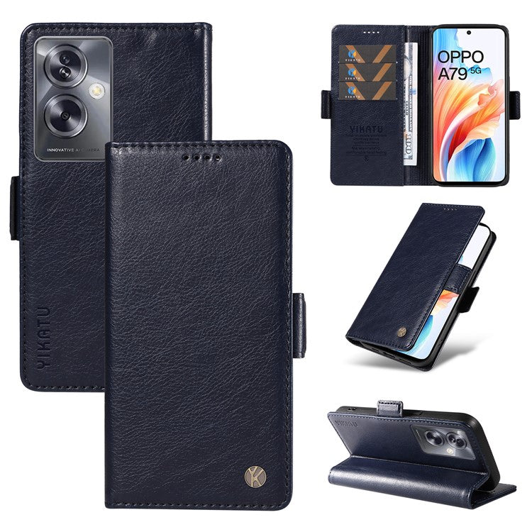 YIKATU YK-007 For Oppo A79 5G / A2 5G Leather Phone Case Litchi Texture Phone Shell - Navy Blue