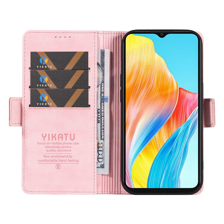 YIKATU YK-007 For Oppo A38 4G / A18 4G Leather Case Litchi Texture Wallet Shockproof Phone Cover - Pink