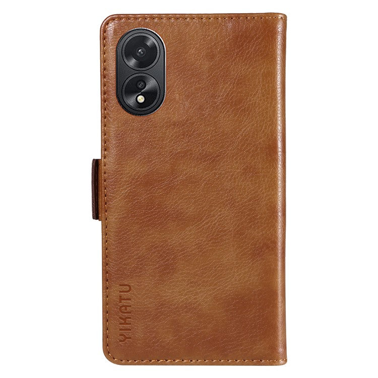 YIKATU YK-007 For Oppo A38 4G / A18 4G Leather Case Litchi Texture Wallet Shockproof Phone Cover - Brown