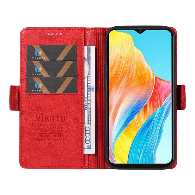 YIKATU YK-007 For Oppo A38 4G / A18 4G Leather Case Litchi Texture Wallet Shockproof Phone Cover - Red