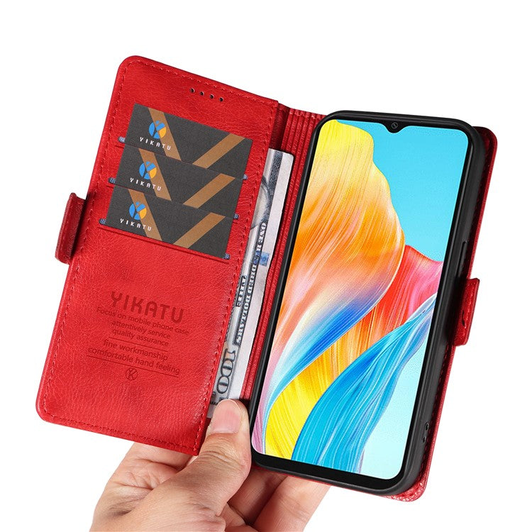 YIKATU YK-007 For Oppo A38 4G / A18 4G Leather Case Litchi Texture Wallet Shockproof Phone Cover - Red