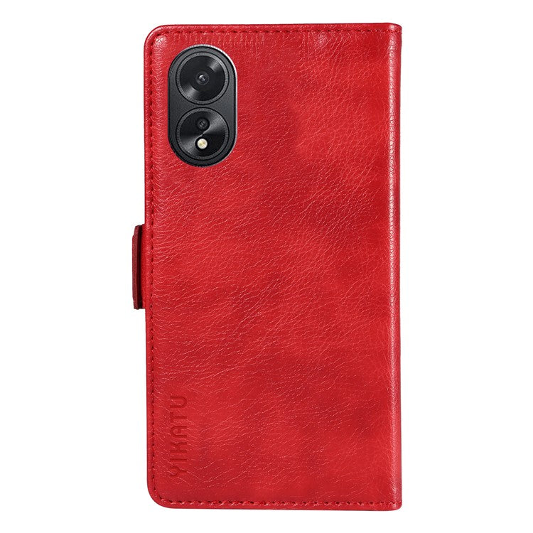 YIKATU YK-007 For Oppo A38 4G / A18 4G Leather Case Litchi Texture Wallet Shockproof Phone Cover - Red