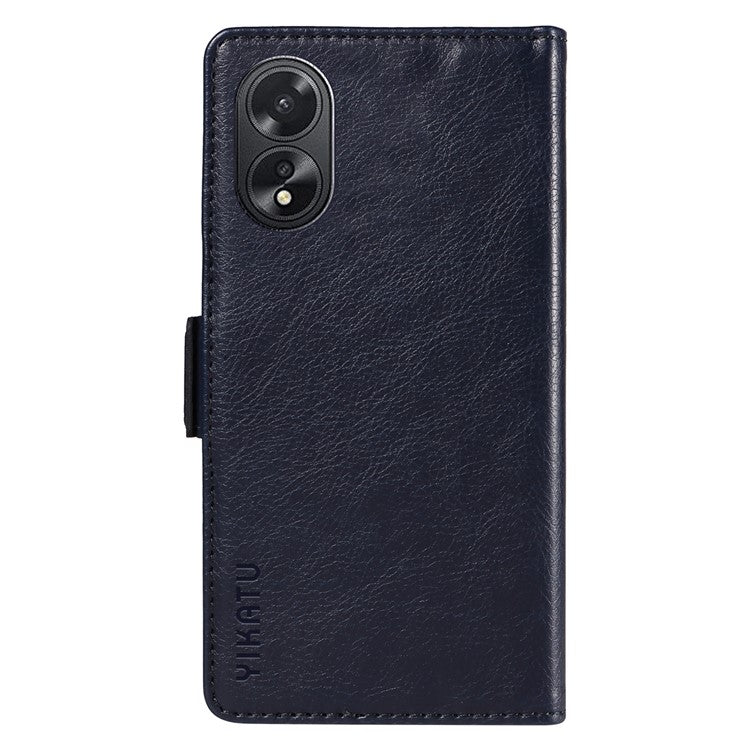 YIKATU YK-007 For Oppo A38 4G / A18 4G Leather Case Litchi Texture Wallet Shockproof Phone Cover - Navy Blue