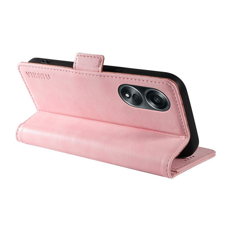 YIKATU YK-007 For Oppo A58 4G Case Litchi Texture Wallet Stand Phone Leather Cover - Pink