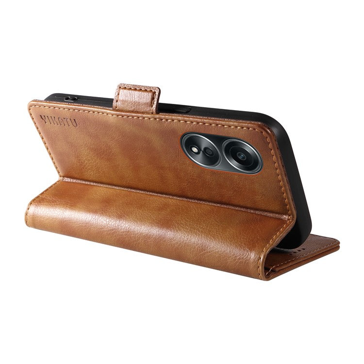YIKATU YK-007 For Oppo A58 4G Case Litchi Texture Wallet Stand Phone Leather Cover - Brown