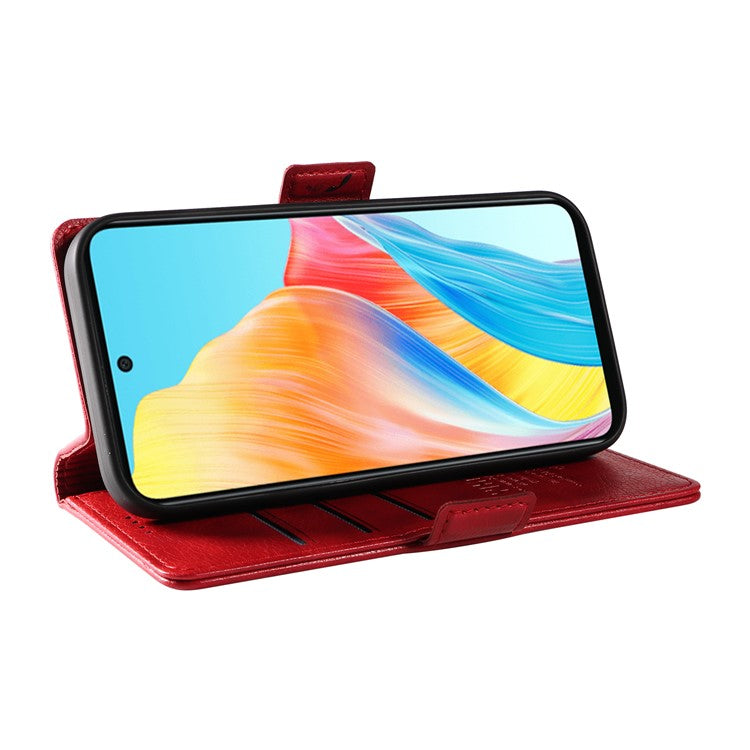 YIKATU YK-007 For Oppo A58 4G Case Litchi Texture Wallet Stand Phone Leather Cover - Red