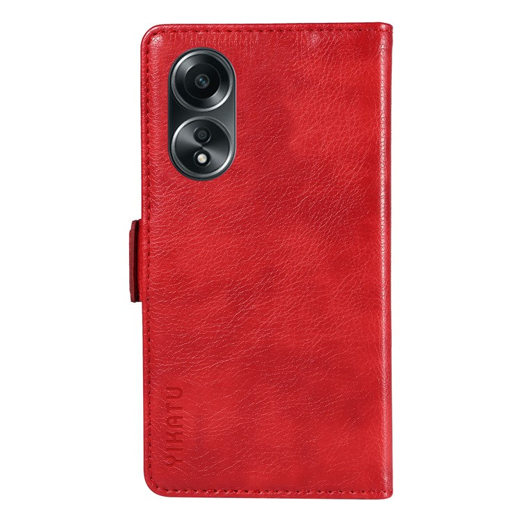 YIKATU YK-007 For Oppo A58 4G Case Litchi Texture Wallet Stand Phone Leather Cover - Red