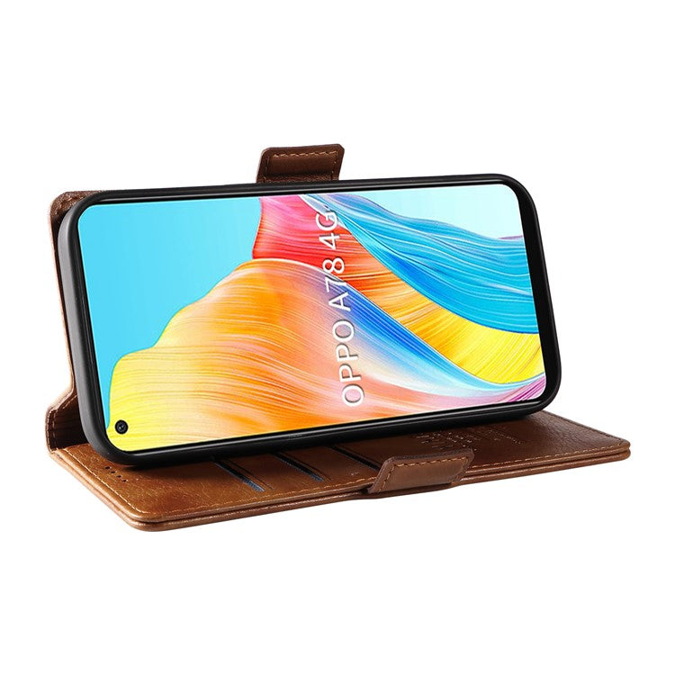 YIKATU YK-007 For Oppo A78 4G Case Litchi Texture Leather Scratch-Proof Phone Shell - Brown