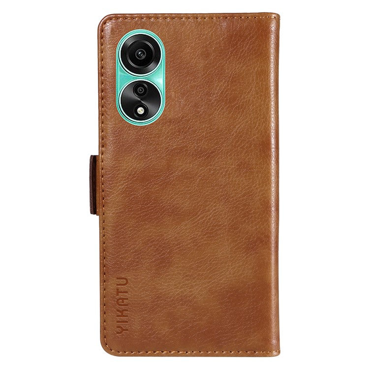 YIKATU YK-007 For Oppo A78 4G Case Litchi Texture Leather Scratch-Proof Phone Shell - Brown