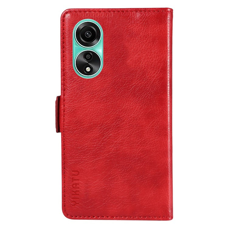 YIKATU YK-007 For Oppo A78 4G Case Litchi Texture Leather Scratch-Proof Phone Shell - Red