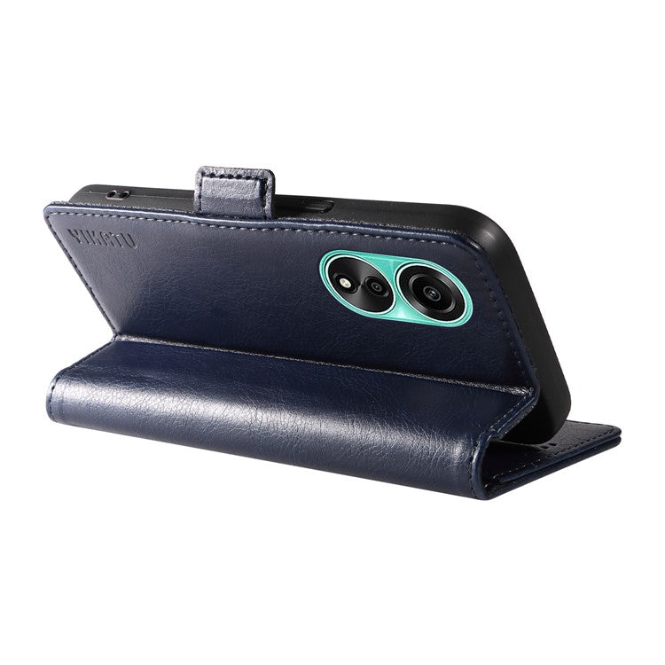 YIKATU YK-007 For Oppo A78 4G Case Litchi Texture Leather Scratch-Proof Phone Shell - Navy Blue