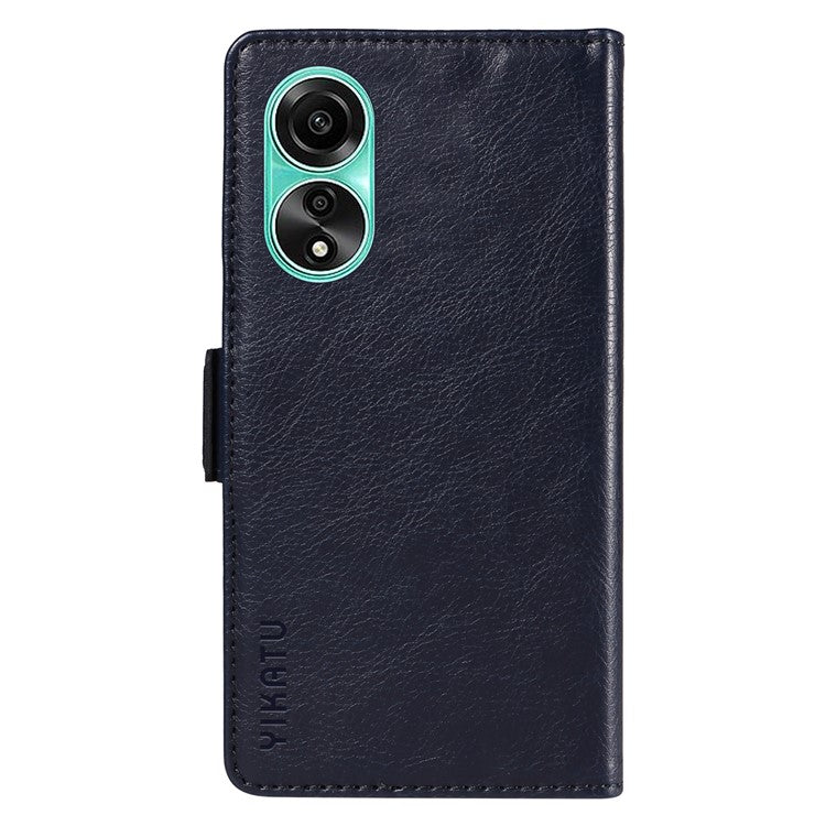YIKATU YK-007 For Oppo A78 4G Case Litchi Texture Leather Scratch-Proof Phone Shell - Navy Blue