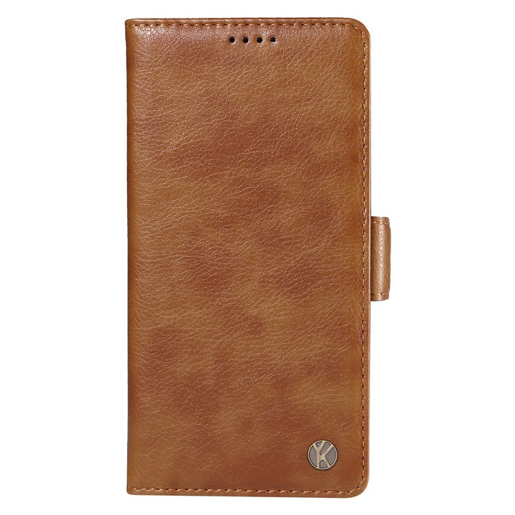 YIKATU YK-007 For OnePlus 12 5G Case Litchi Texture Side Clasps Phone Stand Cover - Brown