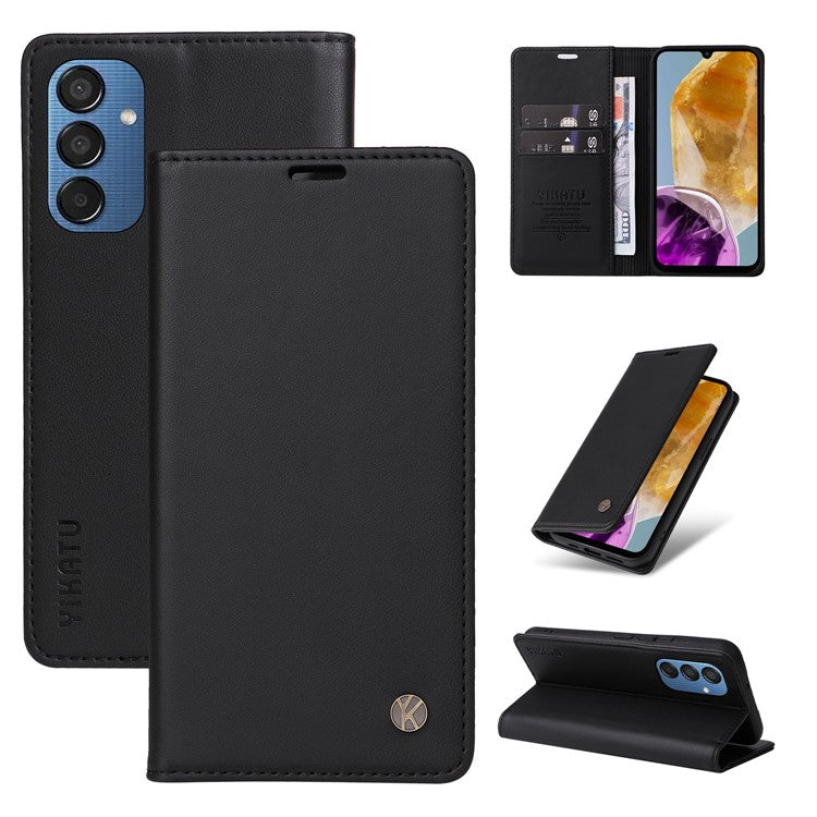 YIKATU YK-001 For Samsung Galaxy M15 5G Phone Cover Magnetic Closure Leather Shock Absorbing Case - Black