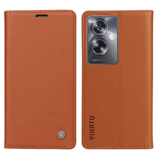 YIKATU YK-001 For Oppo A79 5G / A2 5G Case Magnetic Adsorption Leather Phone Cover - Brown