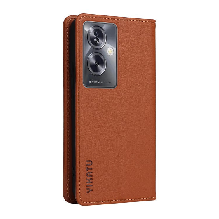 YIKATU YK-001 For Oppo A79 5G / A2 5G Case Magnetic Adsorption Leather Phone Cover - Brown