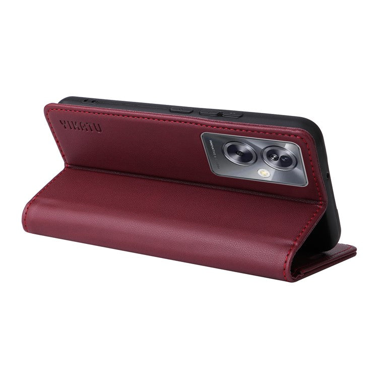 YIKATU YK-001 For Oppo A79 5G / A2 5G Case Magnetic Adsorption Leather Phone Cover - Wine Red