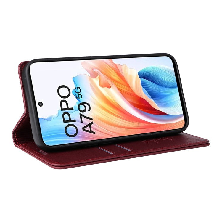 YIKATU YK-001 For Oppo A79 5G / A2 5G Case Magnetic Adsorption Leather Phone Cover - Wine Red