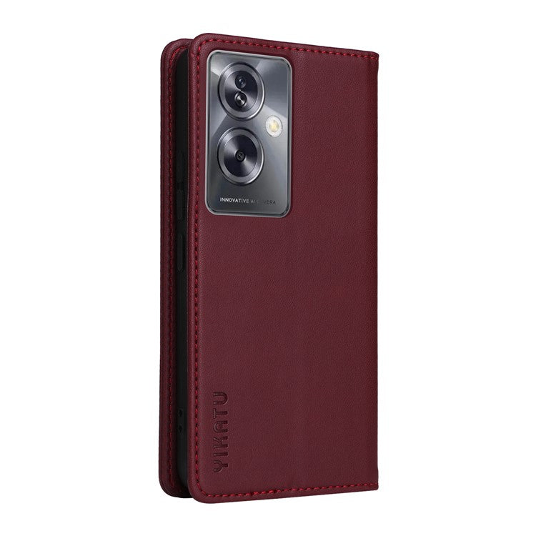 YIKATU YK-001 For Oppo A79 5G / A2 5G Case Magnetic Adsorption Leather Phone Cover - Wine Red