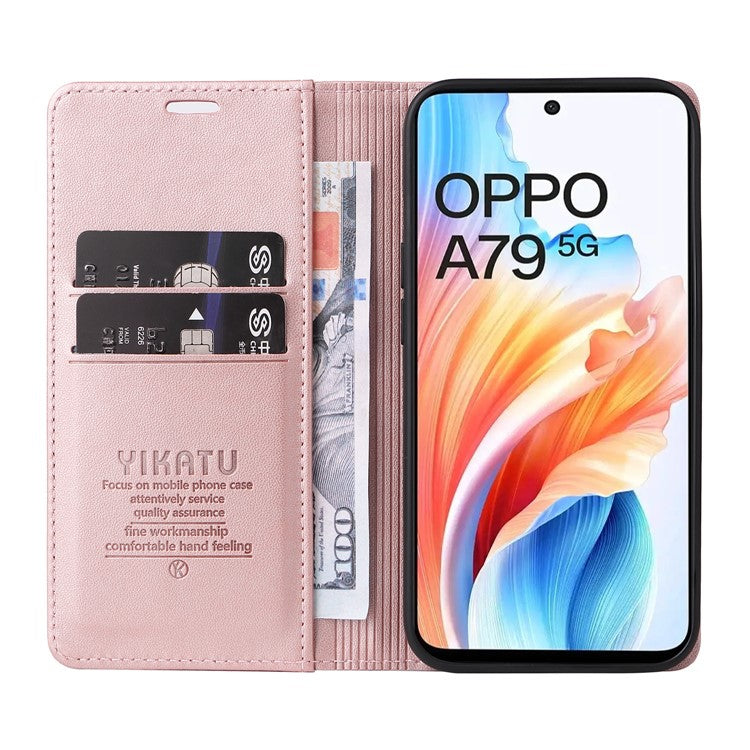 YIKATU YK-001 For Oppo A79 5G / A2 5G Case Magnetic Adsorption Leather Phone Cover - Rose Gold