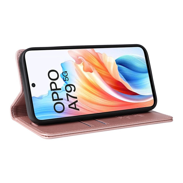 YIKATU YK-001 For Oppo A79 5G / A2 5G Case Magnetic Adsorption Leather Phone Cover - Rose Gold