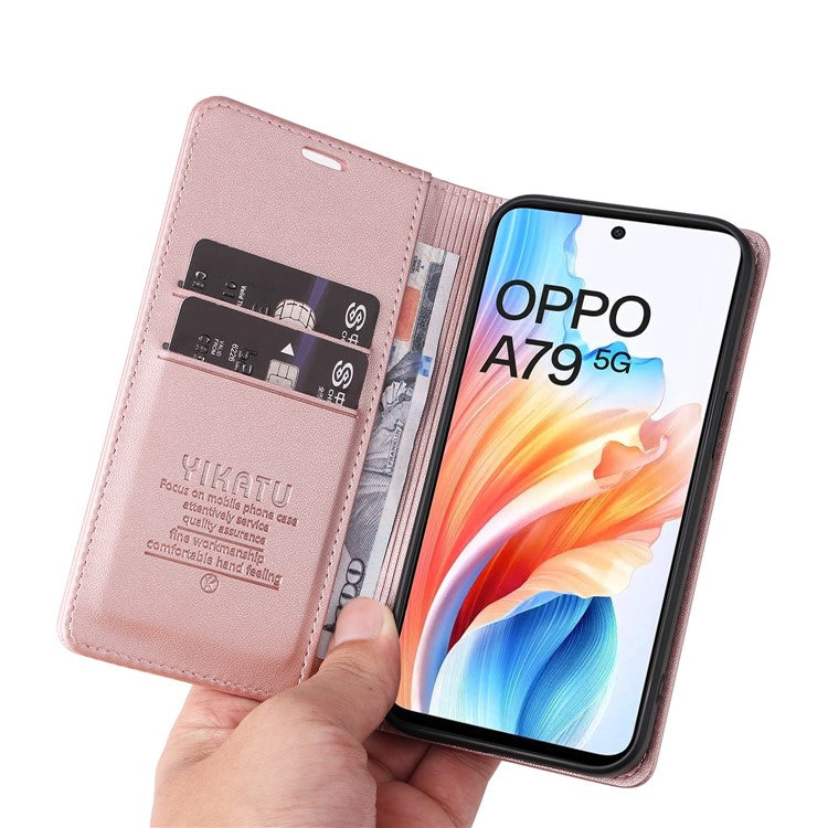 YIKATU YK-001 For Oppo A79 5G / A2 5G Case Magnetic Adsorption Leather Phone Cover - Rose Gold