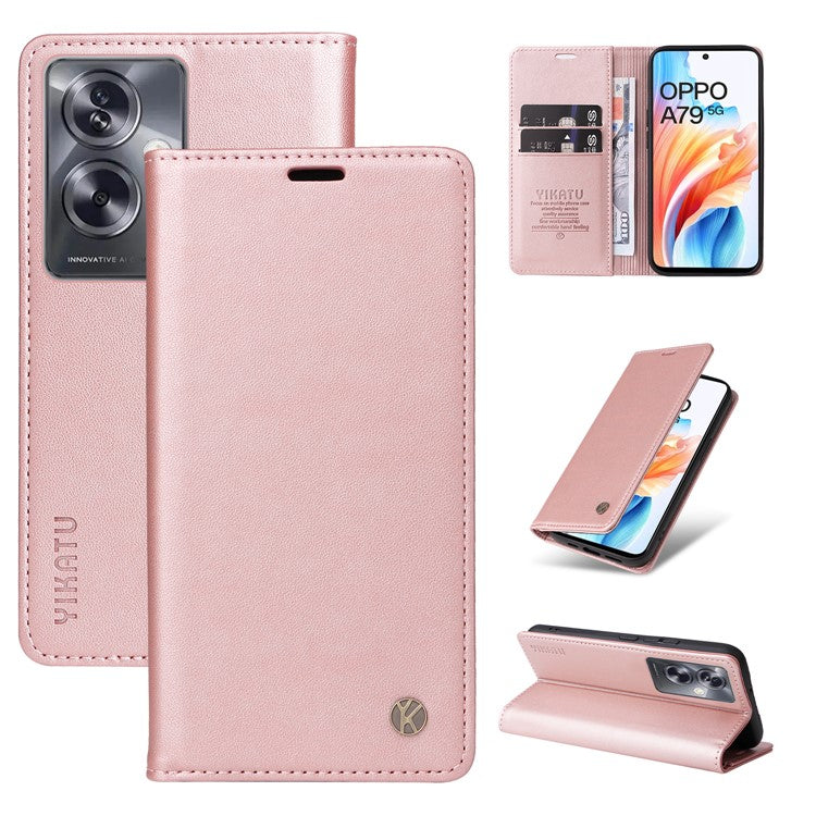 YIKATU YK-001 For Oppo A79 5G / A2 5G Case Magnetic Adsorption Leather Phone Cover - Rose Gold