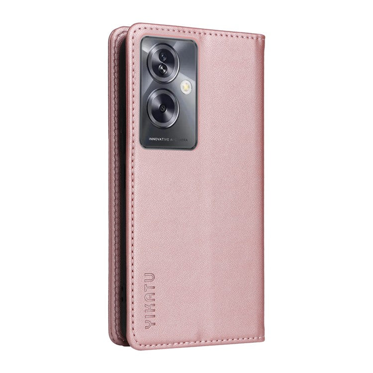 YIKATU YK-001 For Oppo A79 5G / A2 5G Case Magnetic Adsorption Leather Phone Cover - Rose Gold