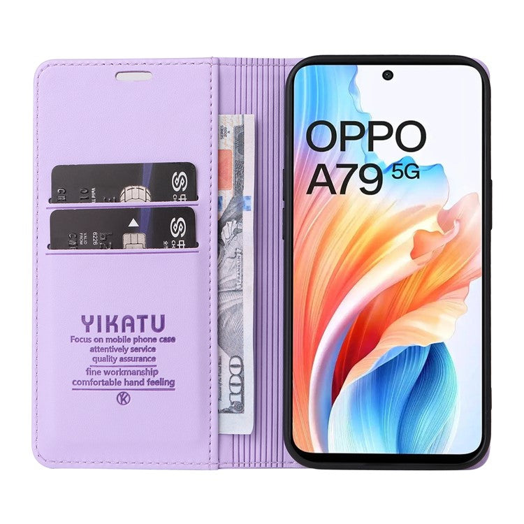YIKATU YK-001 For Oppo A79 5G / A2 5G Case Magnetic Adsorption Leather Phone Cover - Light Purple