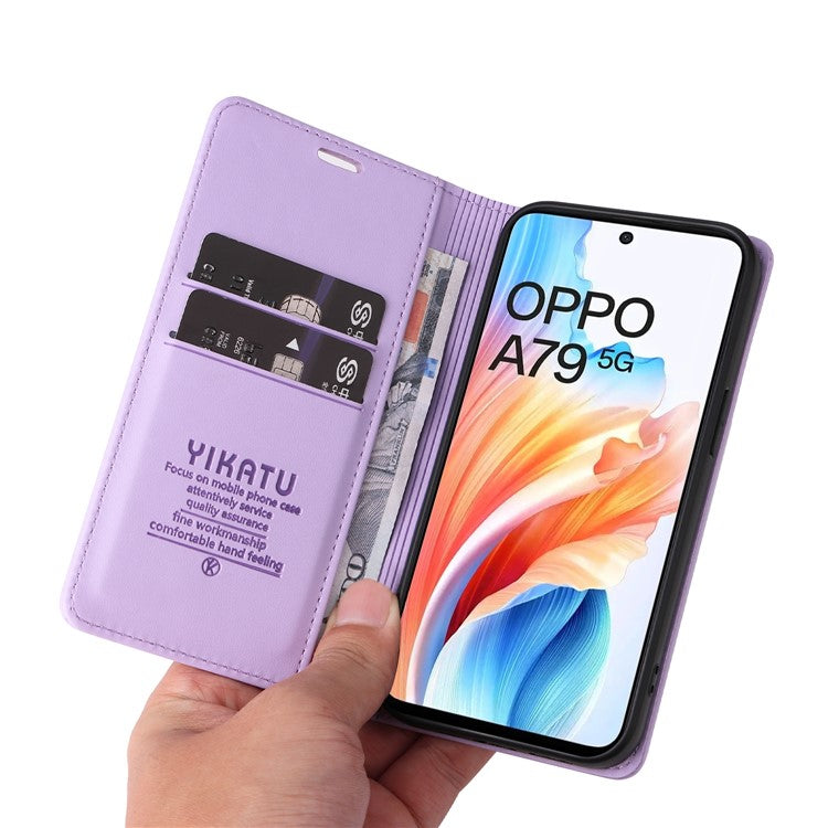 YIKATU YK-001 For Oppo A79 5G / A2 5G Case Magnetic Adsorption Leather Phone Cover - Light Purple