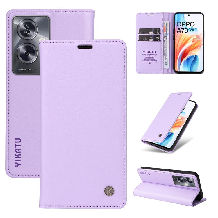 YIKATU YK-001 For Oppo A79 5G / A2 5G Case Magnetic Adsorption Leather Phone Cover - Light Purple
