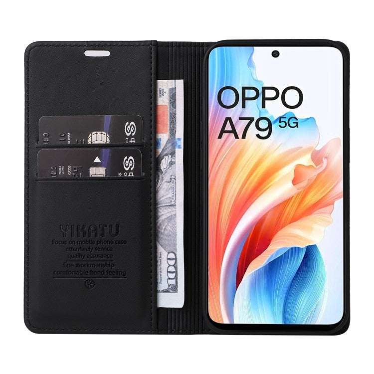 YIKATU YK-001 For Oppo A79 5G / A2 5G Case Magnetic Adsorption Leather Phone Cover - Black