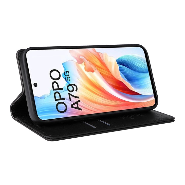 YIKATU YK-001 For Oppo A79 5G / A2 5G Case Magnetic Adsorption Leather Phone Cover - Black