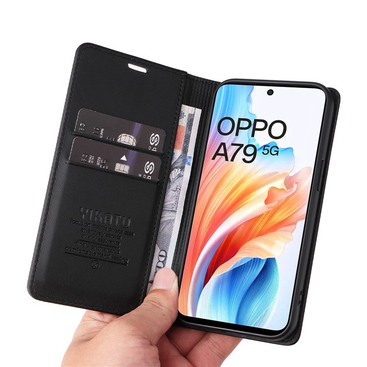 YIKATU YK-001 For Oppo A79 5G / A2 5G Case Magnetic Adsorption Leather Phone Cover - Black