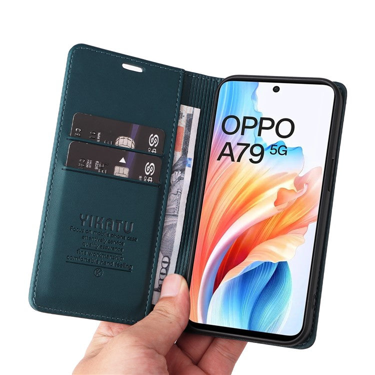 YIKATU YK-001 For Oppo A79 5G / A2 5G Case Magnetic Adsorption Leather Phone Cover - Green
