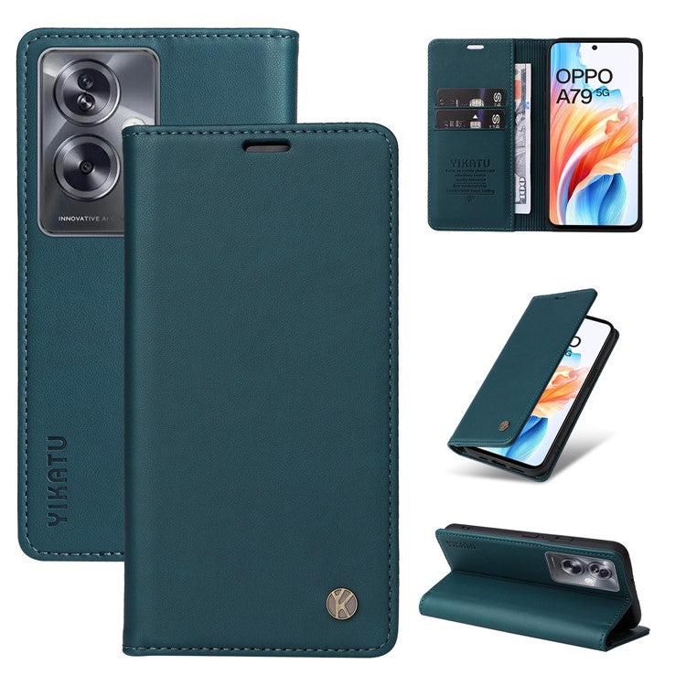 YIKATU YK-001 For Oppo A79 5G / A2 5G Case Magnetic Adsorption Leather Phone Cover - Green
