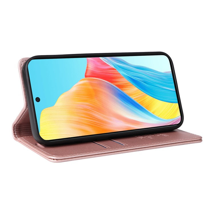 YIKATU YK-001 For Oppo A58 4G Case Magnetic Adsorption Wallet Leather Smartphone Cover - Rose Gold