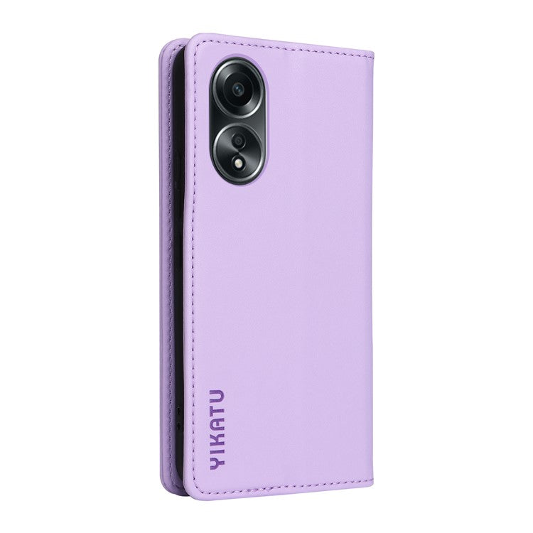 YIKATU YK-001 For Oppo A58 4G Case Magnetic Adsorption Wallet Leather Smartphone Cover - Purple