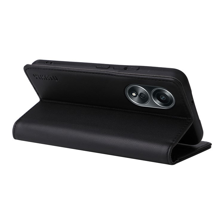 YIKATU YK-001 For Oppo A58 4G Case Magnetic Adsorption Wallet Leather Smartphone Cover - Black
